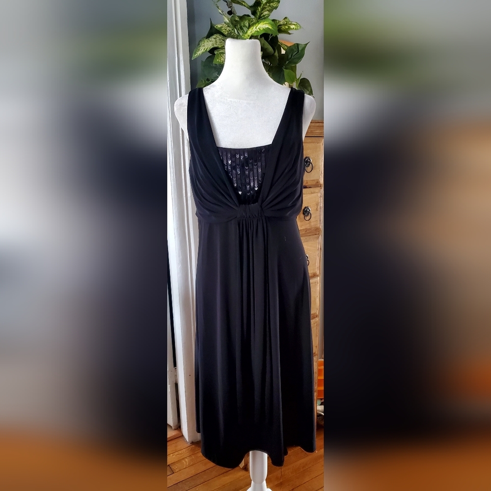 Coldwater Creek Elegant Black Midi Dress with Sparkle Detail